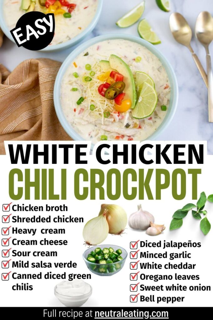 Best Easy Crockpot Chicken (Simple white chicken chili with cream cheese)