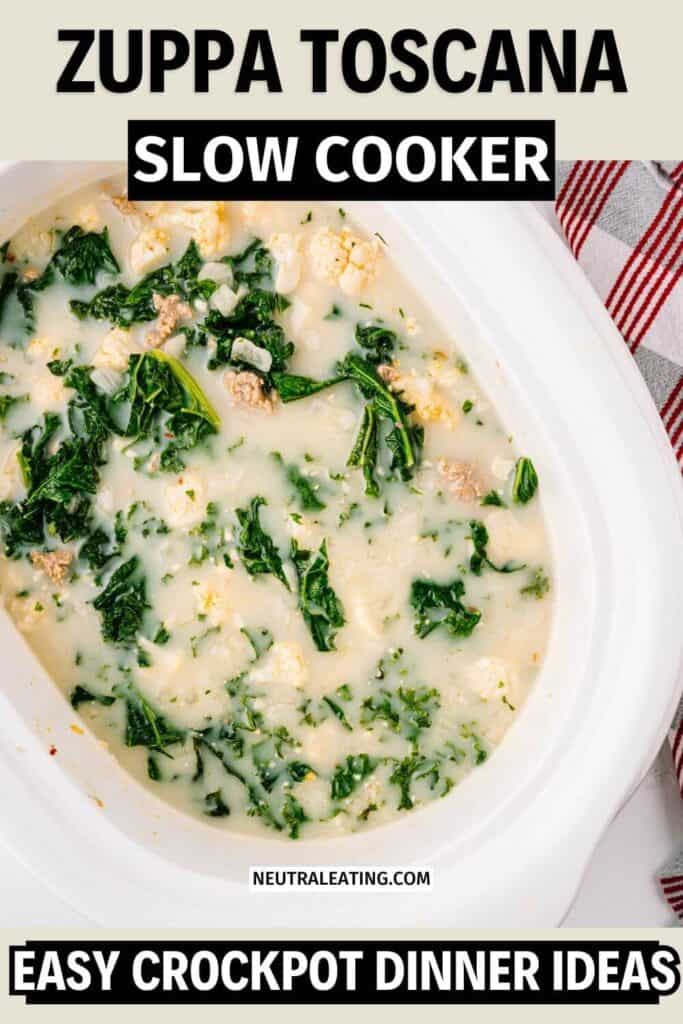 Zuppa Toscana Crockpot Soup! Healthy Quick Dinner Recipes.