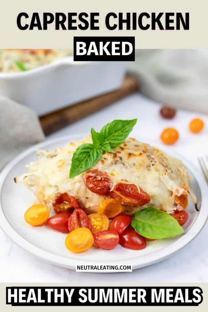 Oven Baked Chicken Caprese Recipe! Healthy Keto Dinner Ideas.