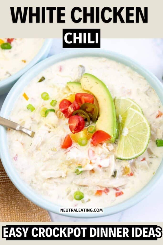 Easy Instant Pot White Chicken Chili! Quick and Easy Crockpot Dinner.