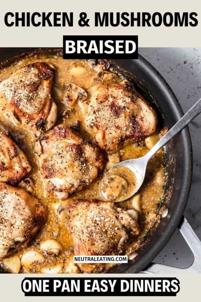 Braised Chicken With Mushrooms! Easy Crispy Chicken Thigh Recipe.