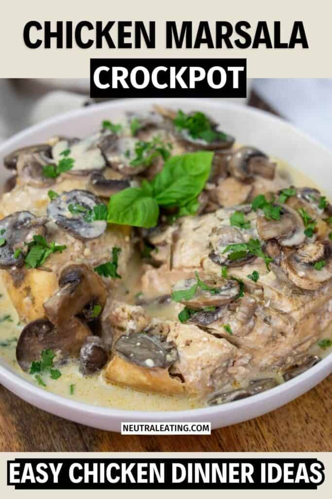 Healthy Chicken Marsala With Mushrooms! Creamy Crockpot Dinner Ideas.