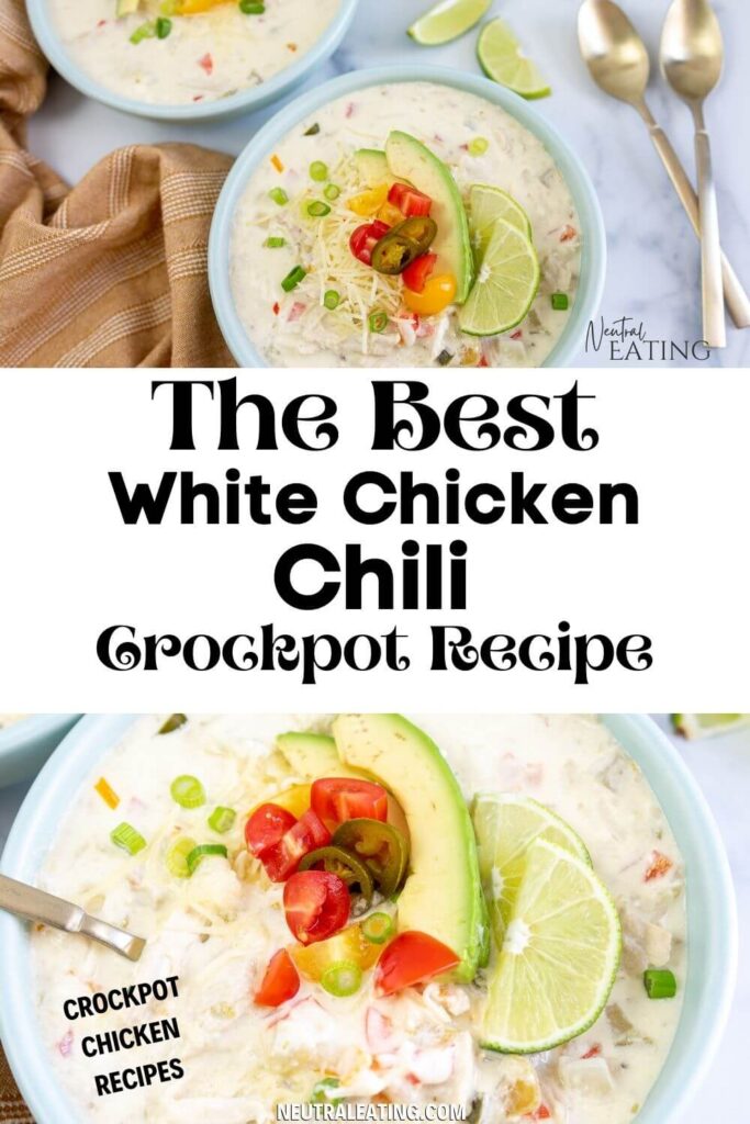 The Best Creamy White Chicken Chili! (easy crockpot meal)