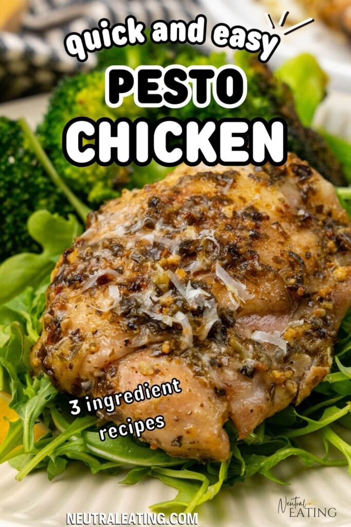 Baked chicken pesto recipes dinner. 3 ingredient meal!