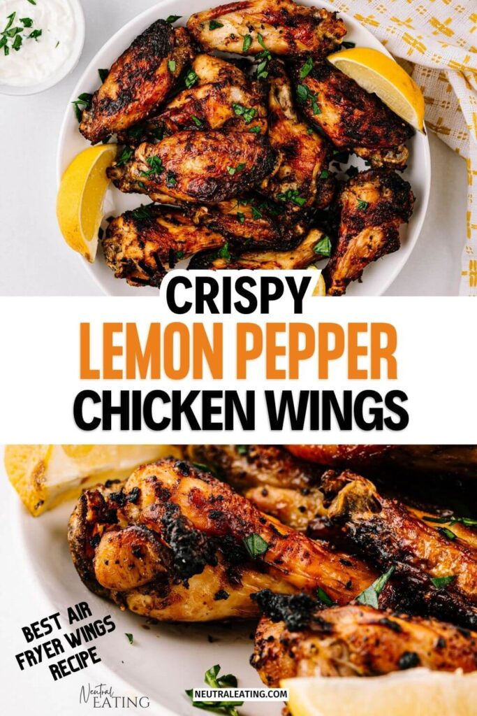 Extra Crispy Chicken Wings made in the Air Fryer! Delicious Lemon Pepper Wings!