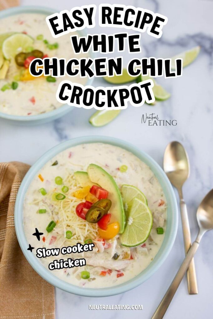 Crockpot White Chicken Chili! Healthy Dinner Recipe!