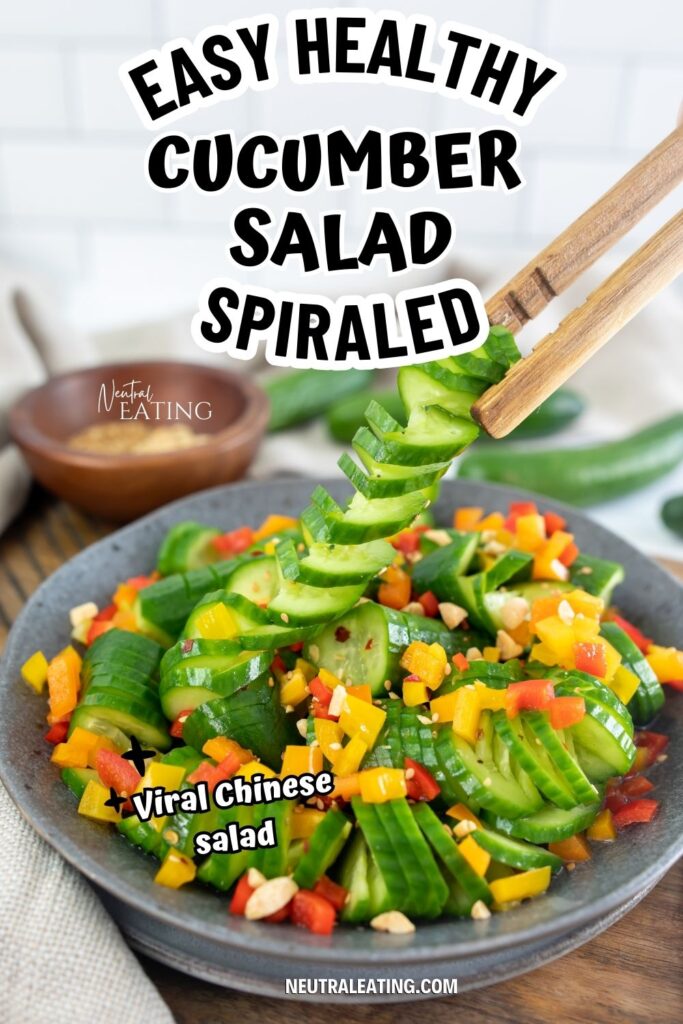 Simple Chinese Cucumber Salad with Rice Vinegar and Chili Oil (A Healthy Lunch Idea for Clean Eating)