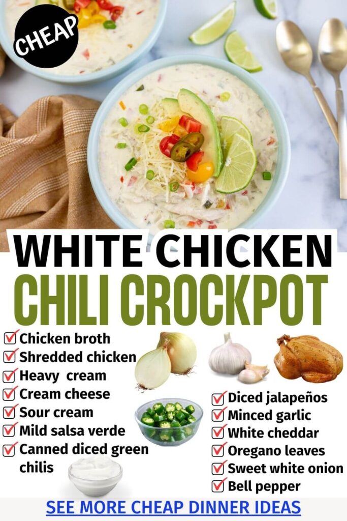 Healthy Crockpot Chicken Recipes for Easy Dinner Ideas on a budget (Best white chicken chili slow cooker easy cream cheese)