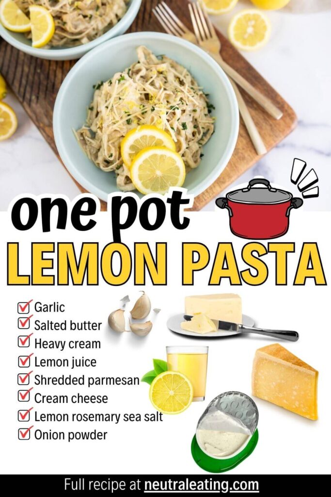 Lemon Garlic Cream Sauce Pasta! One Pot Healthy Pasta Recipe.