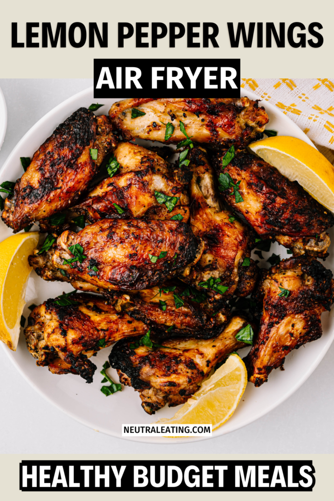 Air fryer chicken wings made with lemon pepper (easy chicken wings recipe)
