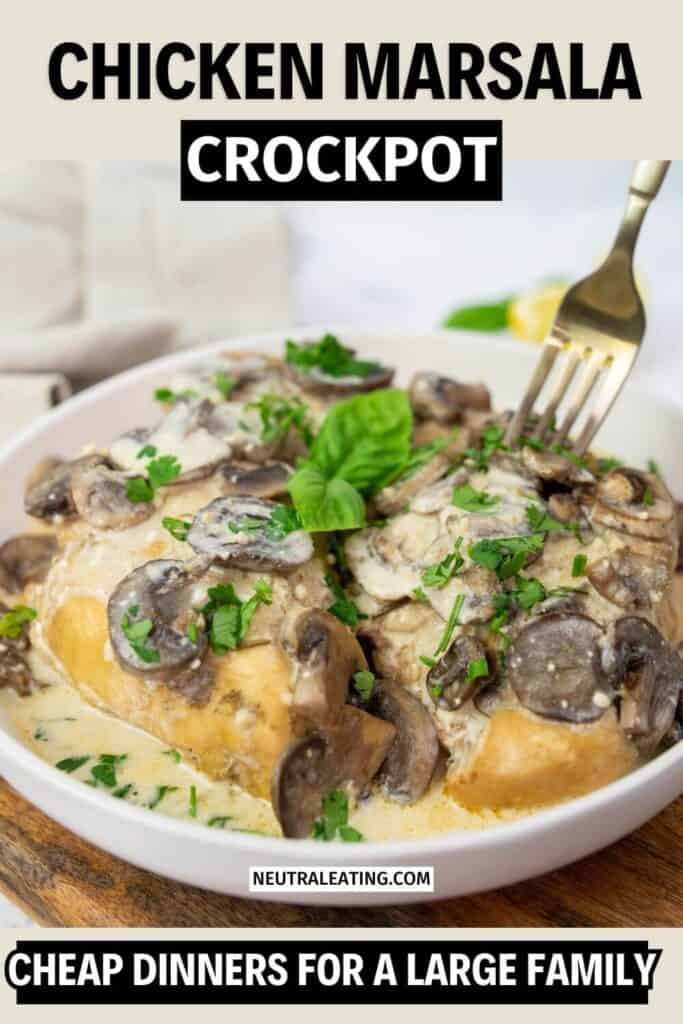 Chicken Marsala For a Large Family! Cheap Crockpot Chicken Recipe.