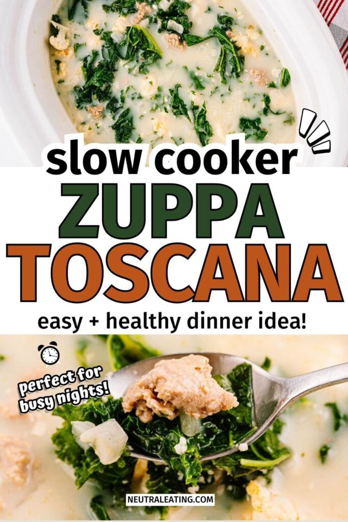 Quick + Healthy Zuppa Toscana Crockpot Soup! Best Winter Soups.