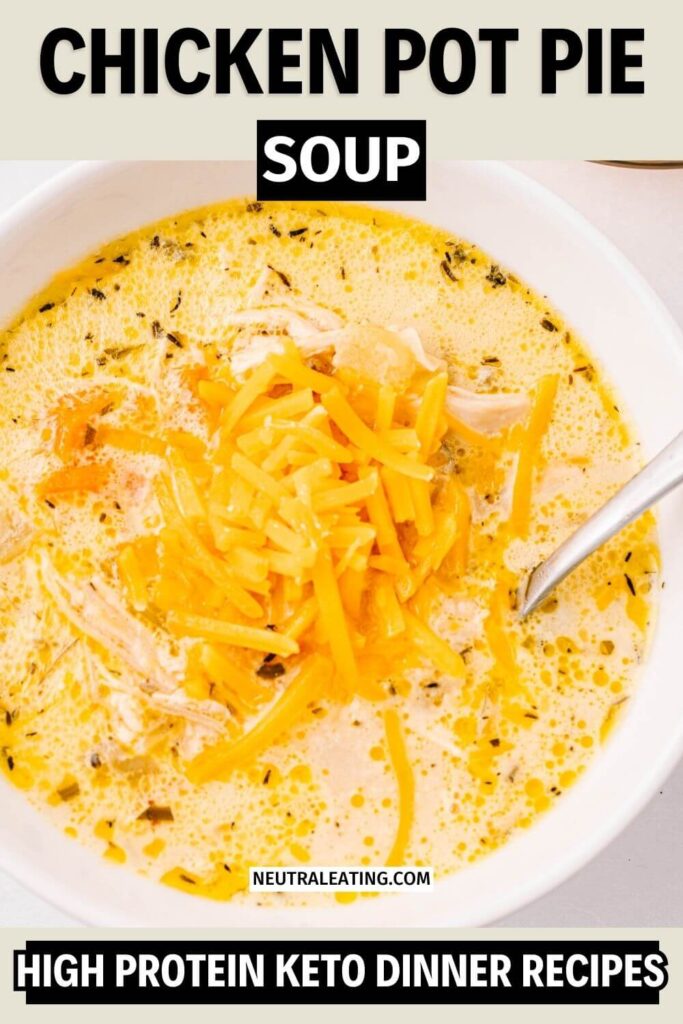 Low Carb Chicken Pot Pie Soup Recipe! Keto Creamy Soup.