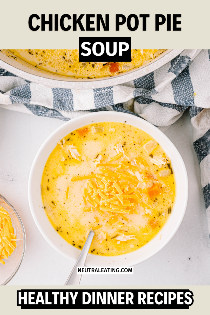 Easy and healthy Chicken Pot Pie Soup Recipe (A Healthy Crockpot Soup Dinner)