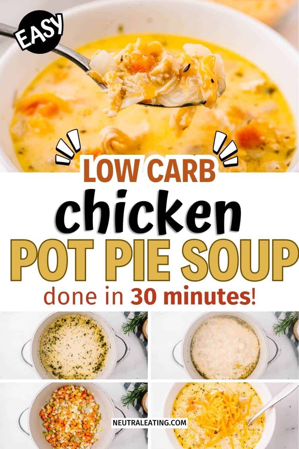 Chicken Pot Pie Soup (healthy + low carb) - Neutral Eating