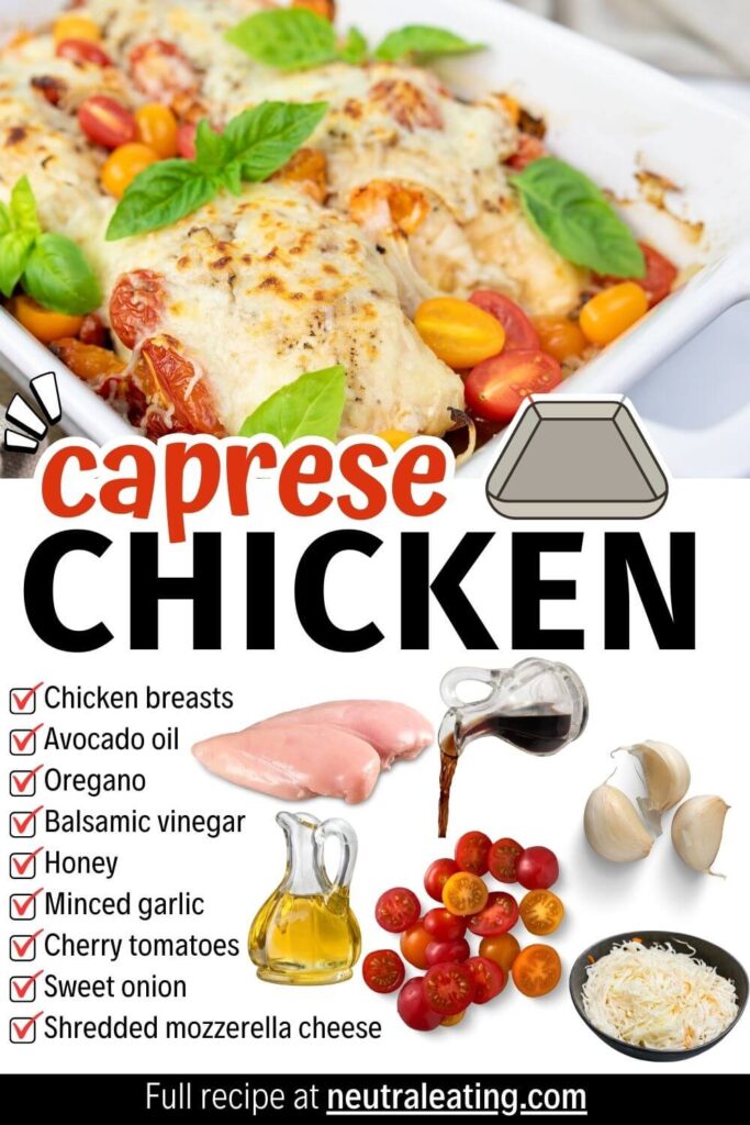 Easy Caprese Chicken Bake Recipes! Oven Baked Chicken Breast.