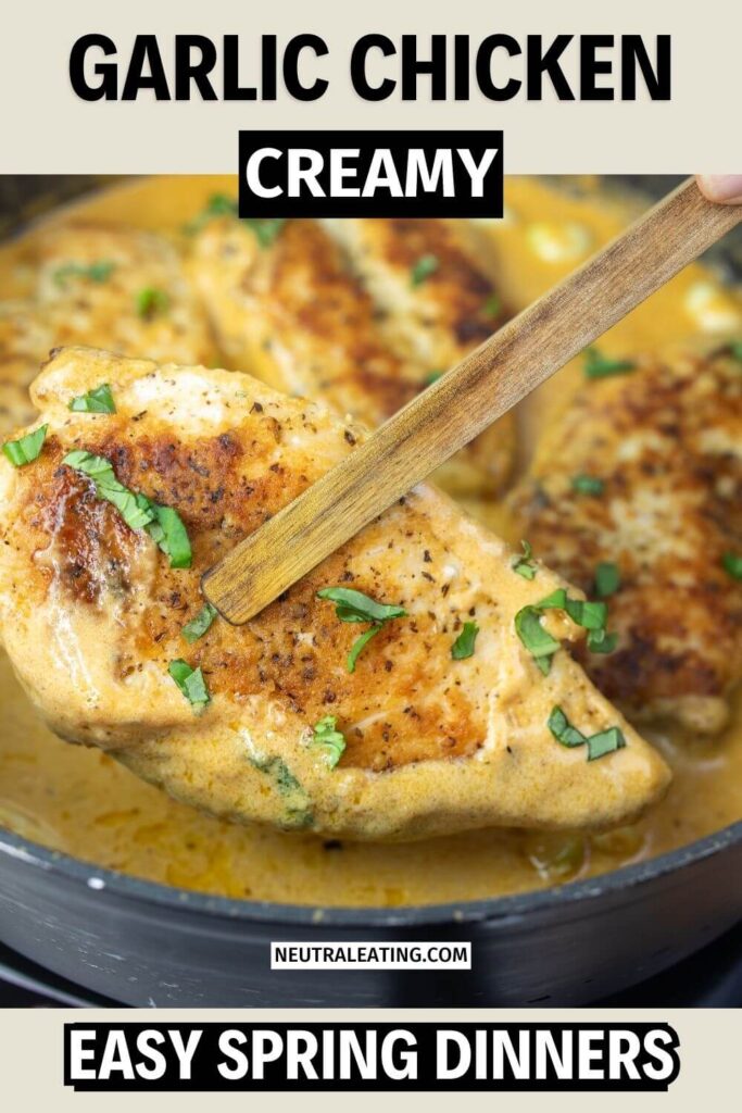 Easy Garlic Creamy Chicken. Quick Chicken Dinner Recipe.