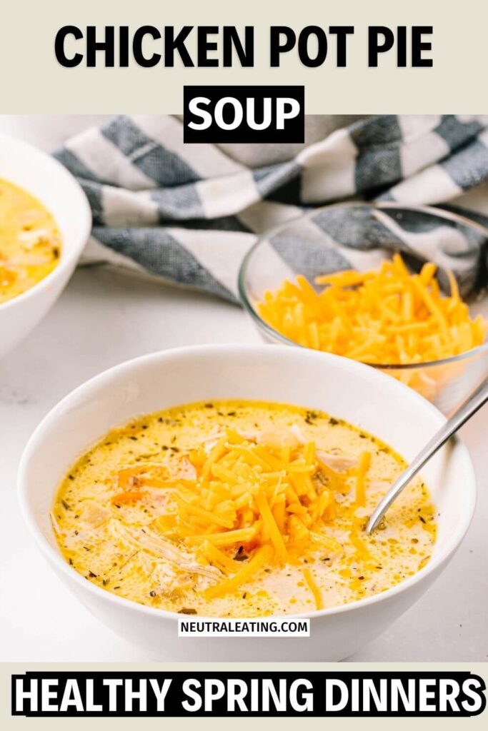 Creamy Low Carb Chicken Pot Pie Soup! Keto Spring Soup Recipe.