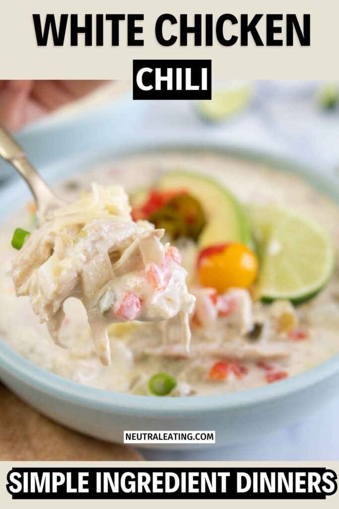 Healthy Clean Eating Slow Cooker White Chicken Chili! Quick and Easy Chicken Recipe.