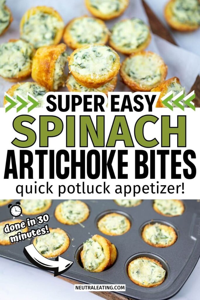 Make Ahead Spinach Artichoke Dip Bites! Healthy Easy Appetizers.