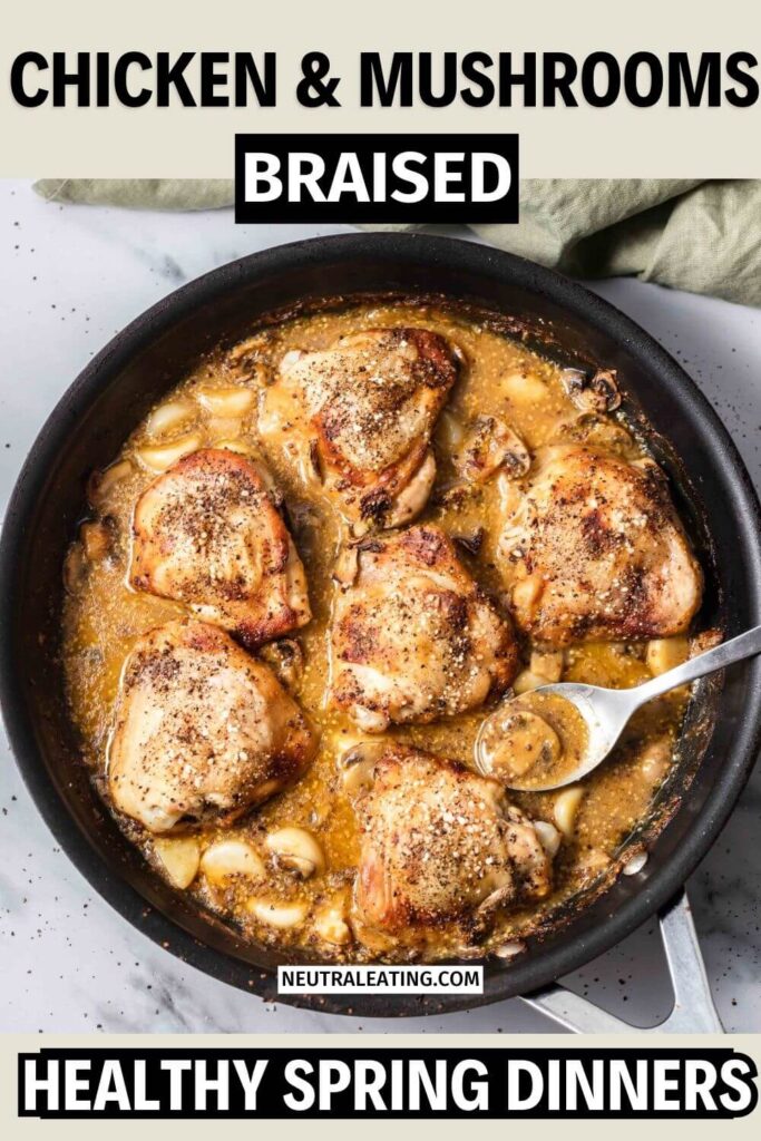 Simple One Pot Chicken and Mushrooms! Cast Iron Skillet Chicken Thigh.