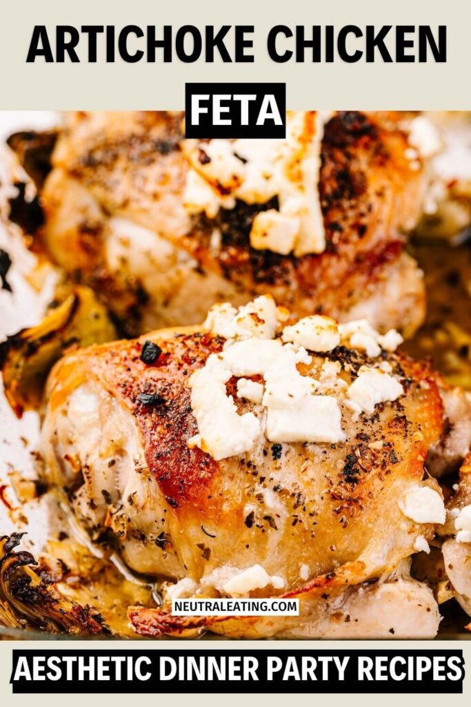 Feta Artichoke Chicken Thigh Dinner Party Ideas! Quick Healthy One Pan Chicken Recipe.
