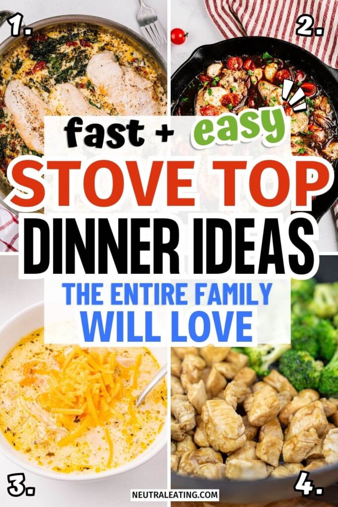 One pan Stovetop Dinner Recipes! Healthy Easy Dinner Ideas.