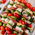 antipasto skewers with tomatoes cheese and salami
