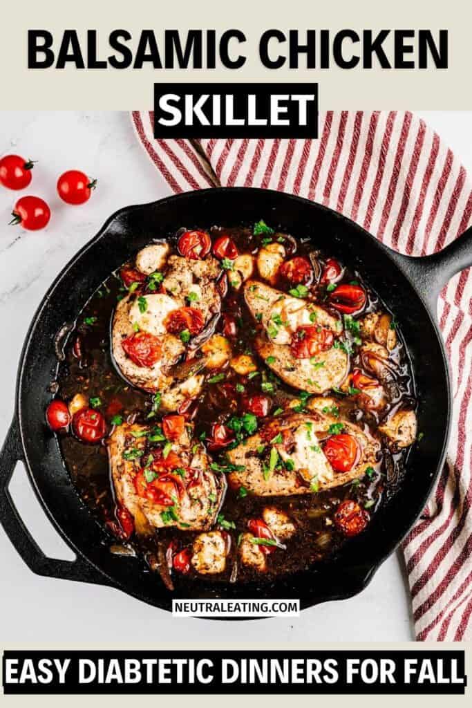 No Carb Balsamic Skillet Meal! Diabetic Healthy Chicken Recipe.