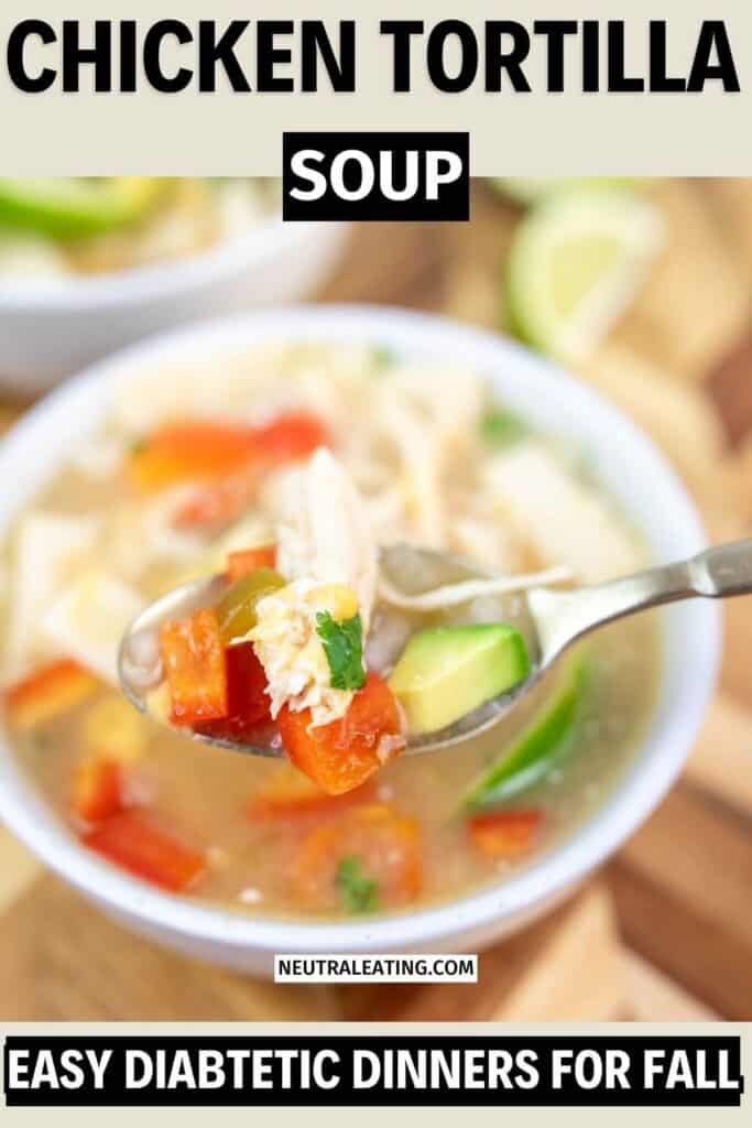 Fall Vibe Chicken Tortilla Soup! Diabetic Kids Meals.