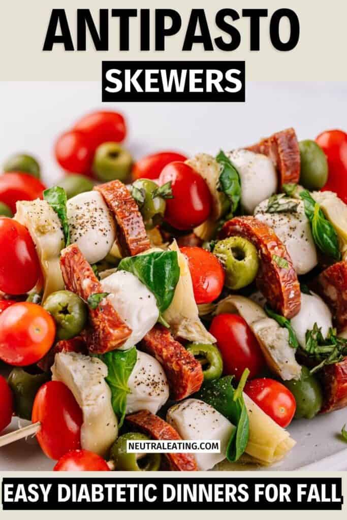 Healthy Low Carb Antipasto Skewer! Diabetic Friendly Dinner Side Dish.