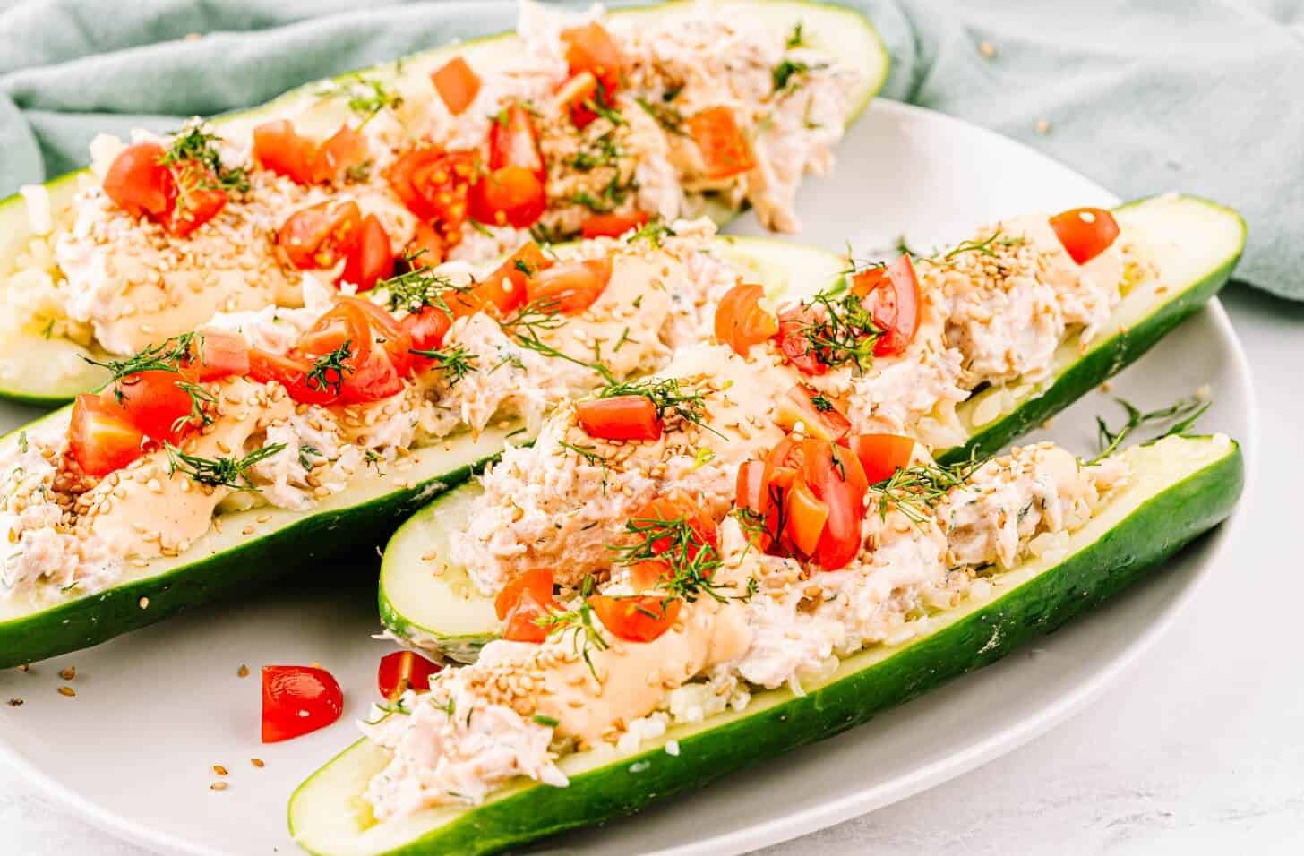 Cucumber Salmon Boats