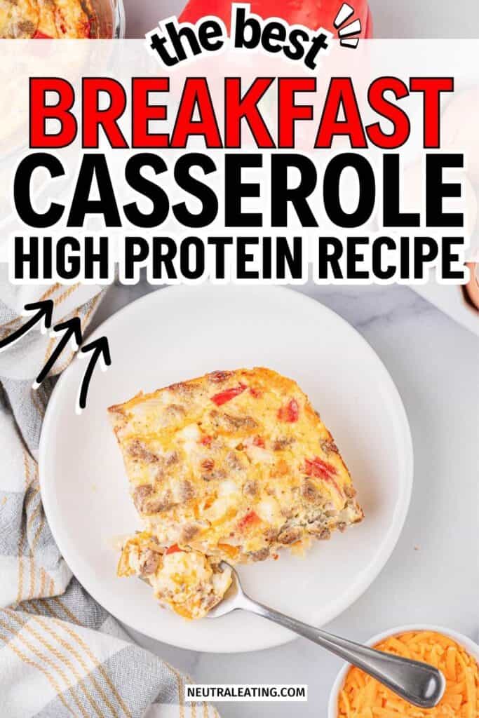 High Protein Cheesy Breakfast Casserole Recipe: breakfast casserole for 6, healthy breakfast kids ideas, breakfast ideas quick healthy