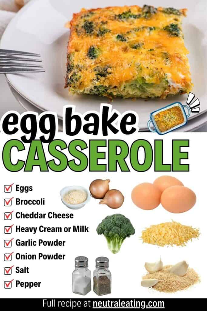 Broccoli Cheddar Egg Bake: keto breakfast easy healthy breakfast ideas egg bake for 4 people
