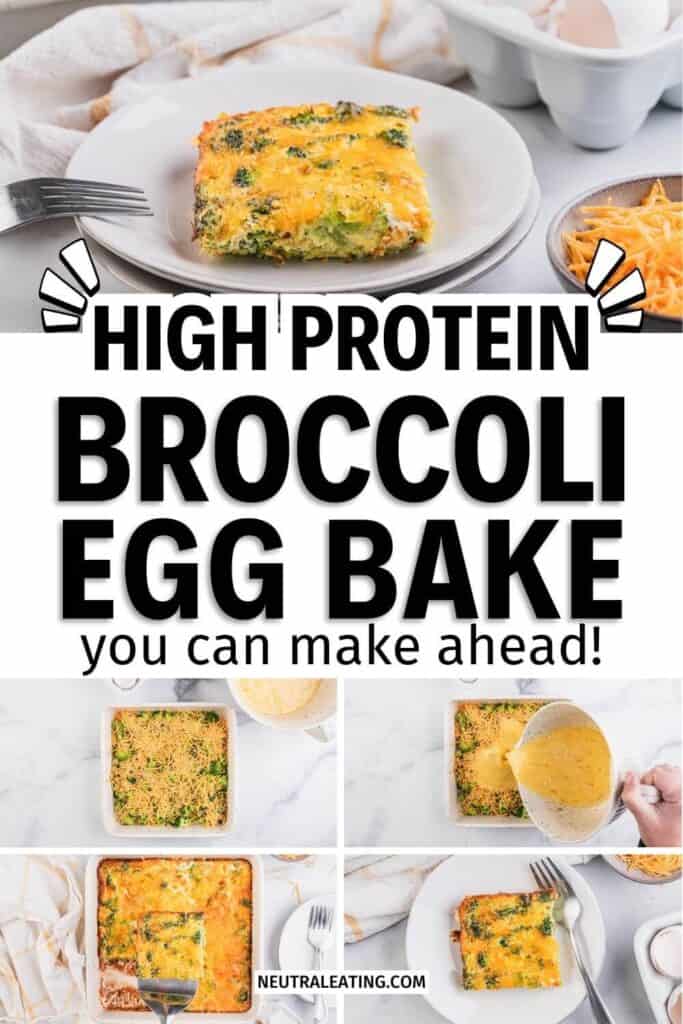 High Protein Broccoli Cheddar Egg Bake: egg bake recipes easy, gluten free breakfast make ahead, healthy breakfast aesthetic mornings