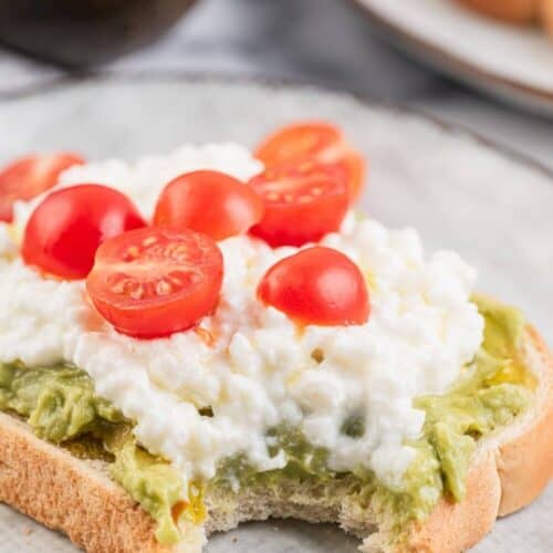 Cottage Cheese Avocado Toast Recipe: low carb breakfast ideas without eggs, low carb high protein lunch easy, avocado toast sourdough