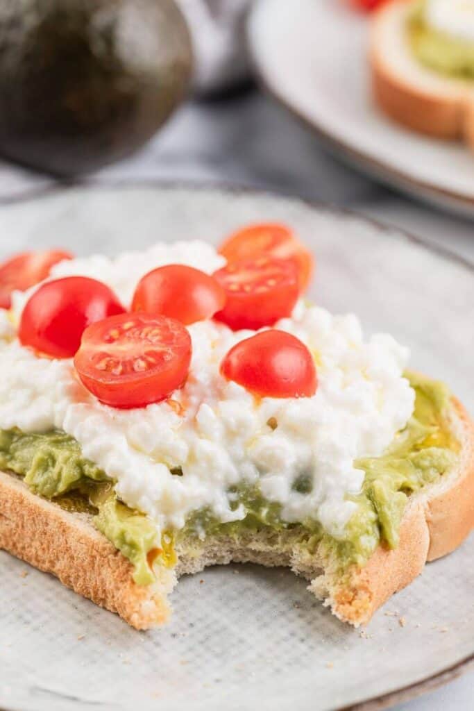 Cottage Cheese Avocado Toast Recipe: low carb breakfast ideas without eggs, low carb high protein lunch easy, avocado toast sourdough